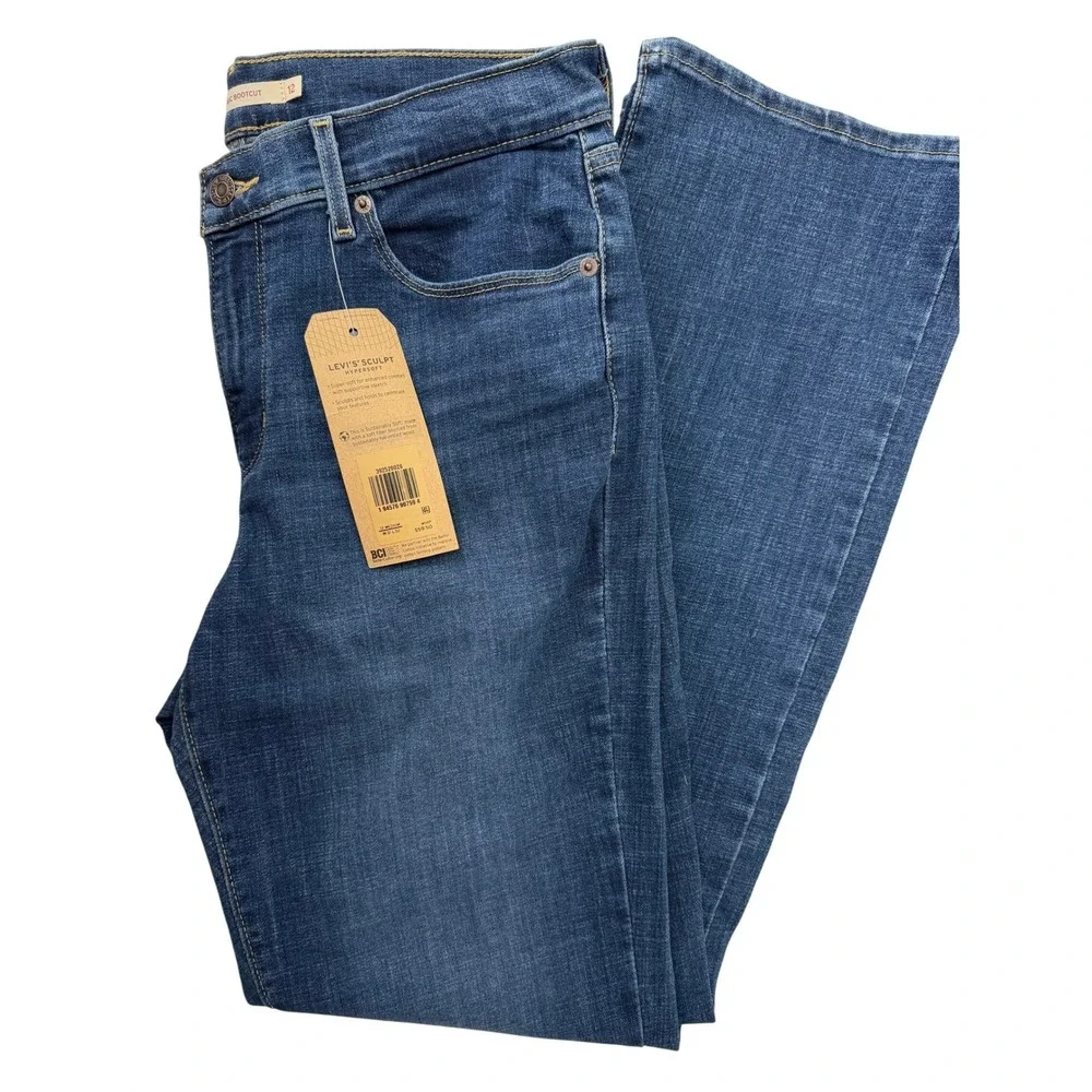 Levis Classic Bootcut Jeans Womens 12 Medium W31 L32 Hypersoft Blue Mid Rise NEW
